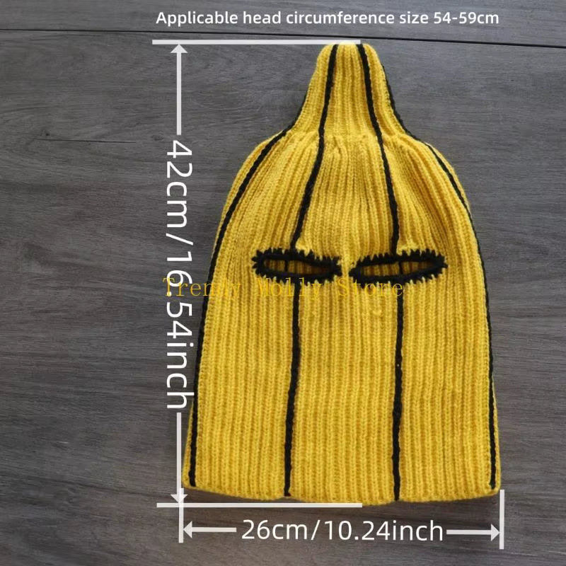 N5KB Amusing Banana Face Cover Balaclava Hat Warm Acrylic Knitted for Adults Teens Winter Sports Costume Parties Gifts