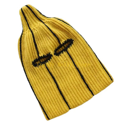 N5KB Amusing Banana Face Cover Balaclava Hat Warm Acrylic Knitted for Adults Teens Winter Sports Costume Parties Gifts