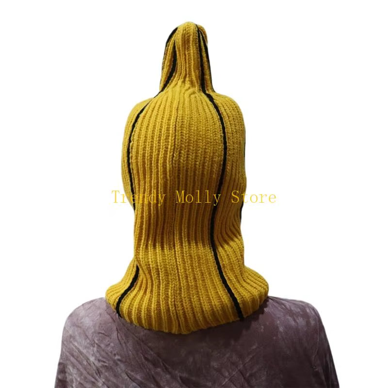 N5KB Amusing Banana Face Cover Balaclava Hat Warm Acrylic Knitted for Adults Teens Winter Sports Costume Parties Gifts