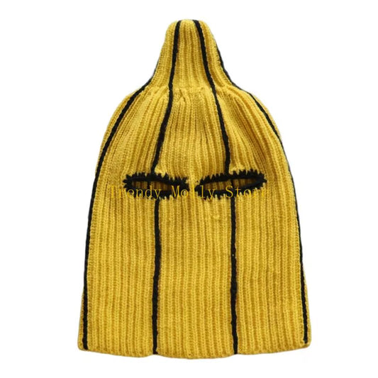 N5KB Amusing Banana Face Cover Balaclava Hat Warm Acrylic Knitted for Adults Teens Winter Sports Costume Parties Gifts